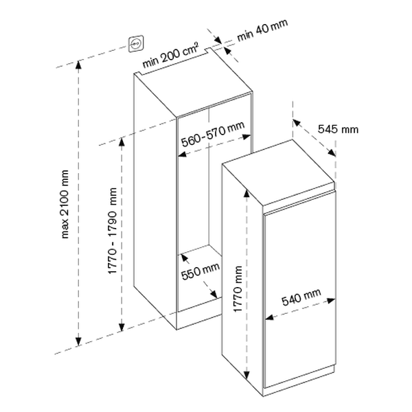 Bertazzoni Master Series - 60cm Single Door Refrigerator H177 cm