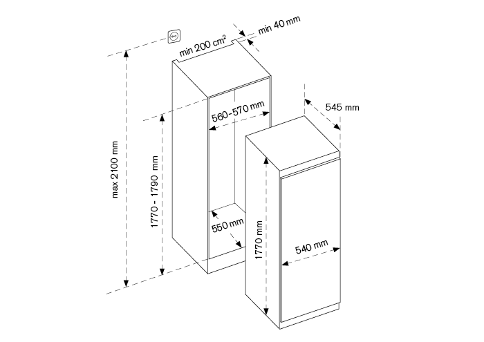 Bertazzoni Master Series - 60cm Single Door Freezer H177 cm