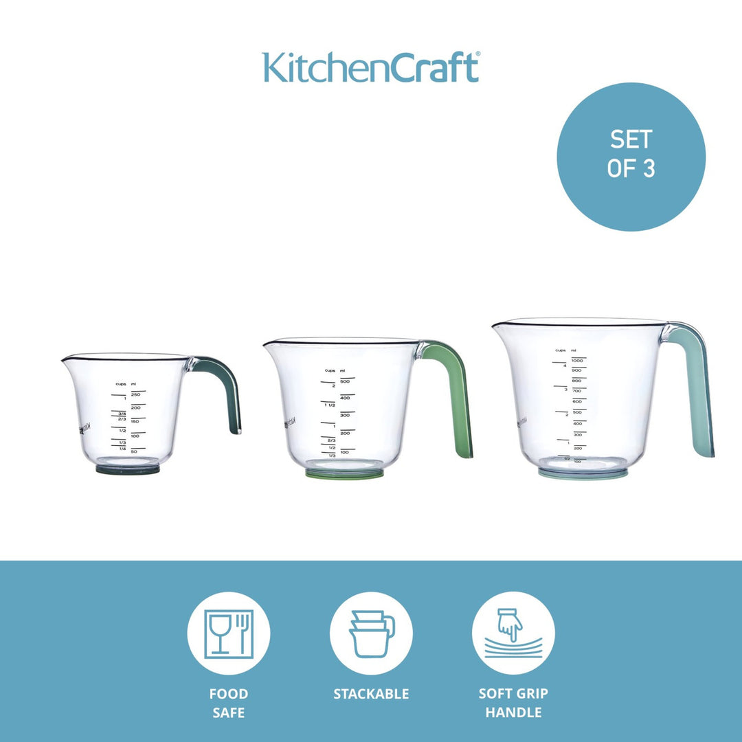 3 Piece Space Saving Stackable Measuring Jugs