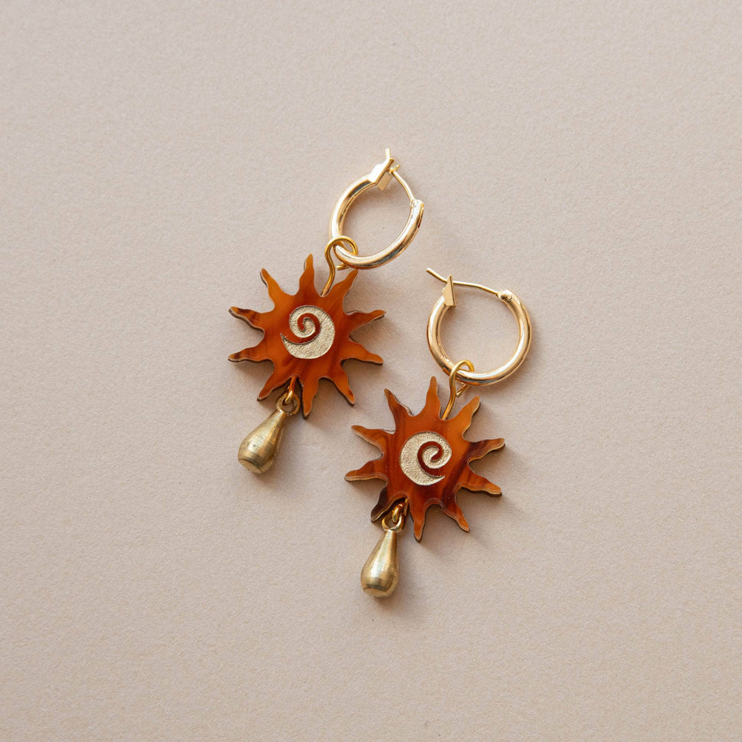 Sol Hoop Earrings in Amber Tortoise