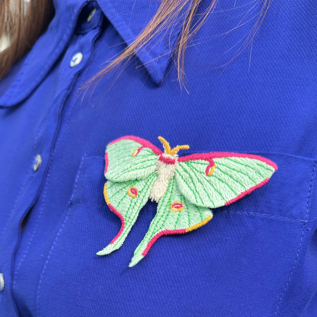 Luna Moth Embroidered Brooch
