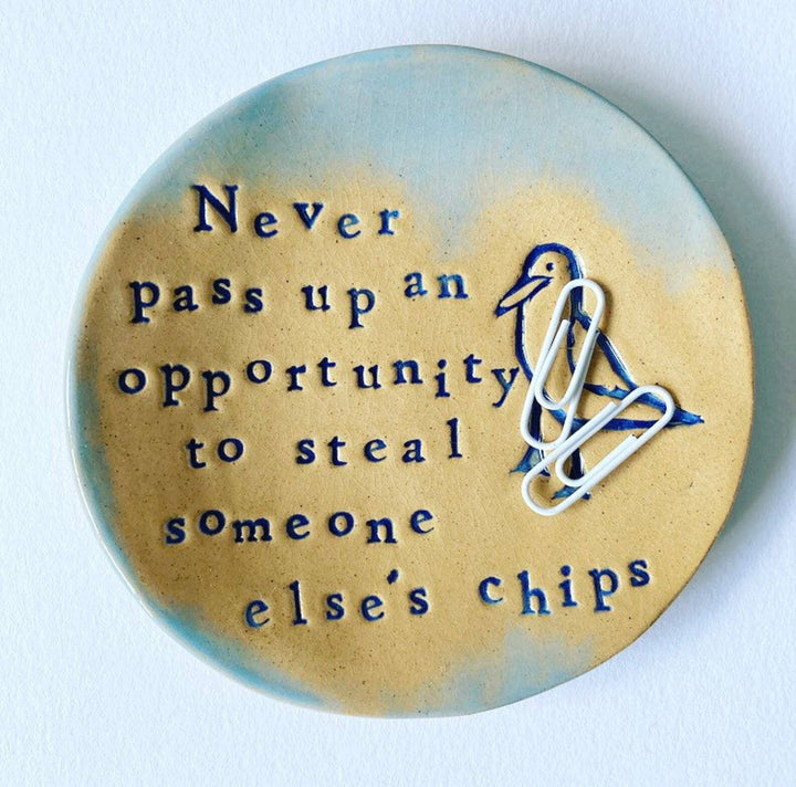 Ceramic Trinket Dish - Chip Stealing Seagull Ceramic
