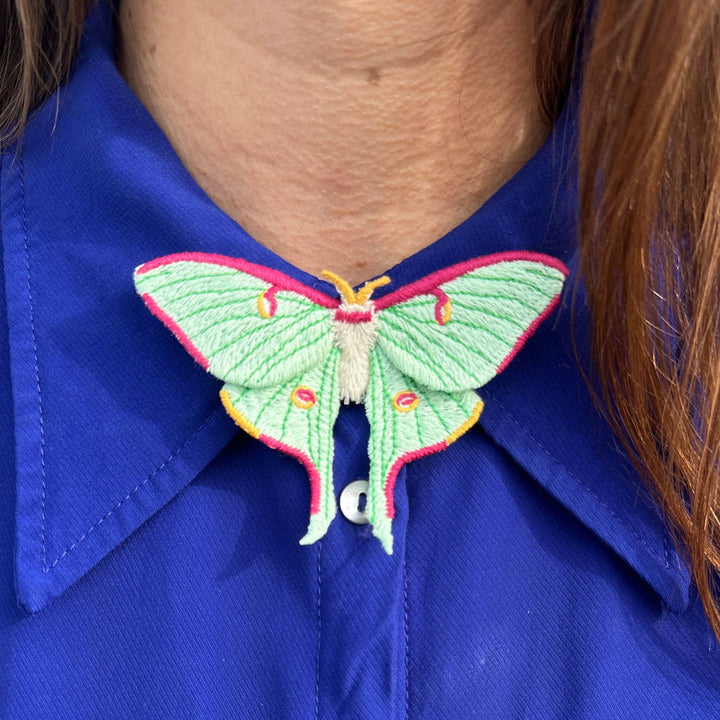 Luna Moth Embroidered Brooch