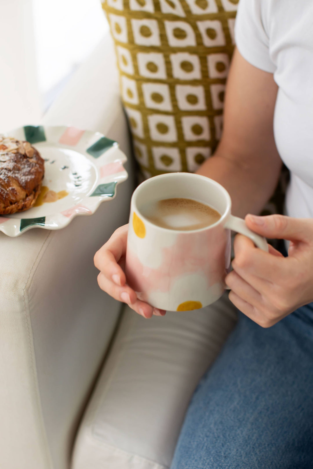 Pink & Mustard Flower Large Mug