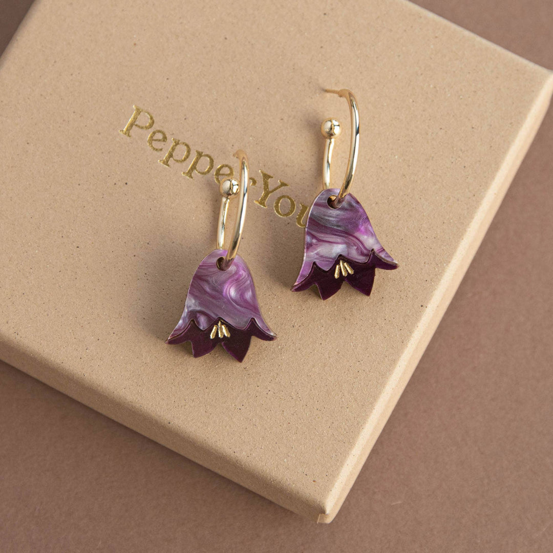 Wildflower Garden Hoops in Purple Marble