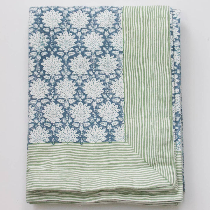 Blockprinted Tablecloth Breezy Blue