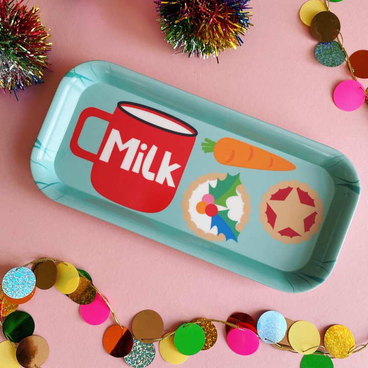 Christmas Eve Mince Pie Melamine Tray - Aqua