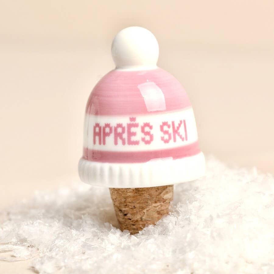 Ceramic Après-Ski Hat Bottle Stopper in Pink