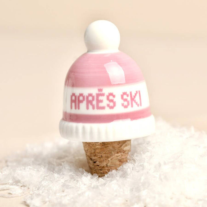 Ceramic Après-Ski Hat Bottle Stopper in Pink