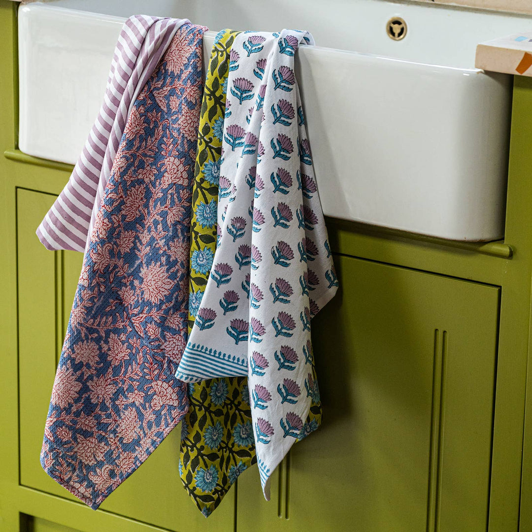 Lotus Flower Lilac Tea Towel