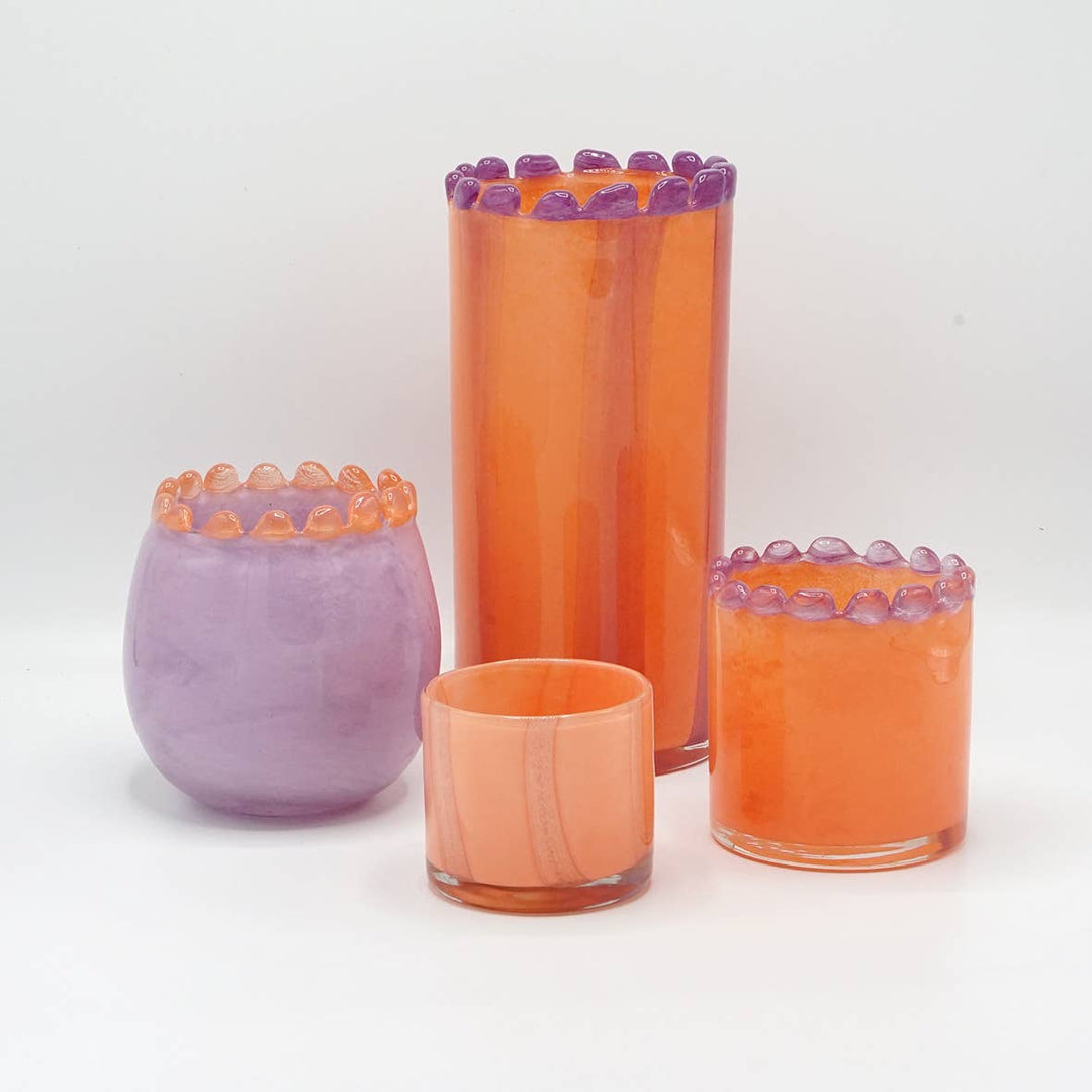 Lilac & Peach ‘Pearls’ Vase & Candle Holder