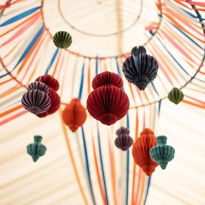 Recycled Paper Fold-Away Decorations - Mustard