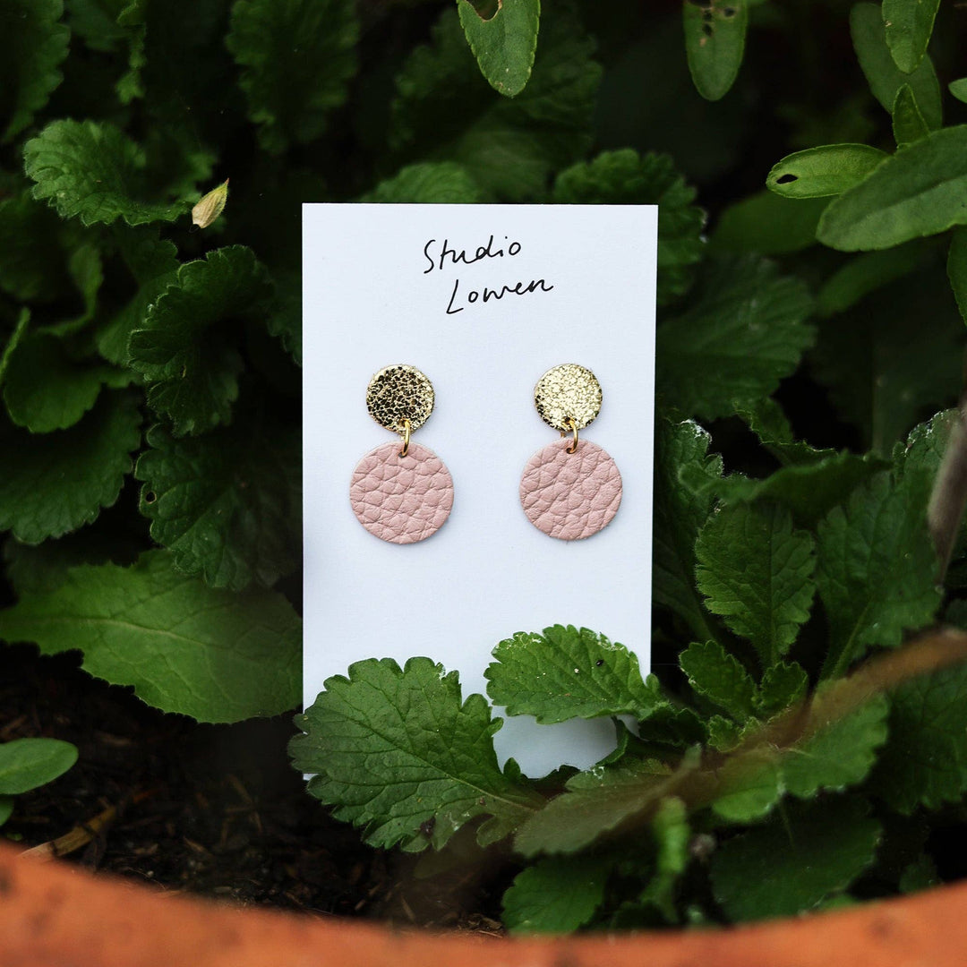 Hollie Leather Earrings in Baby Pink