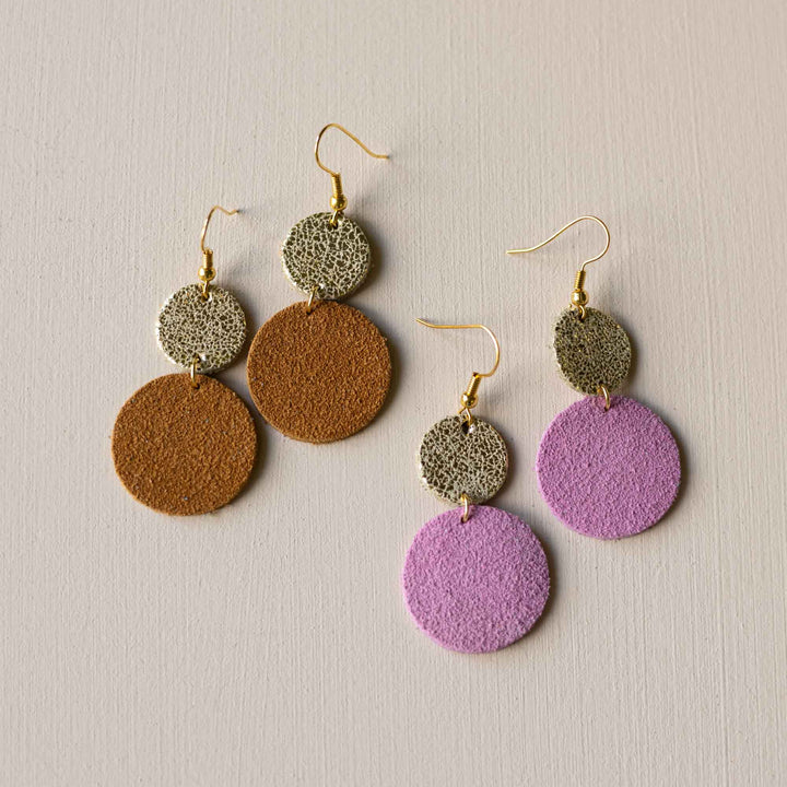 Lucy Dangle Suede Earrings in Tan Brown
