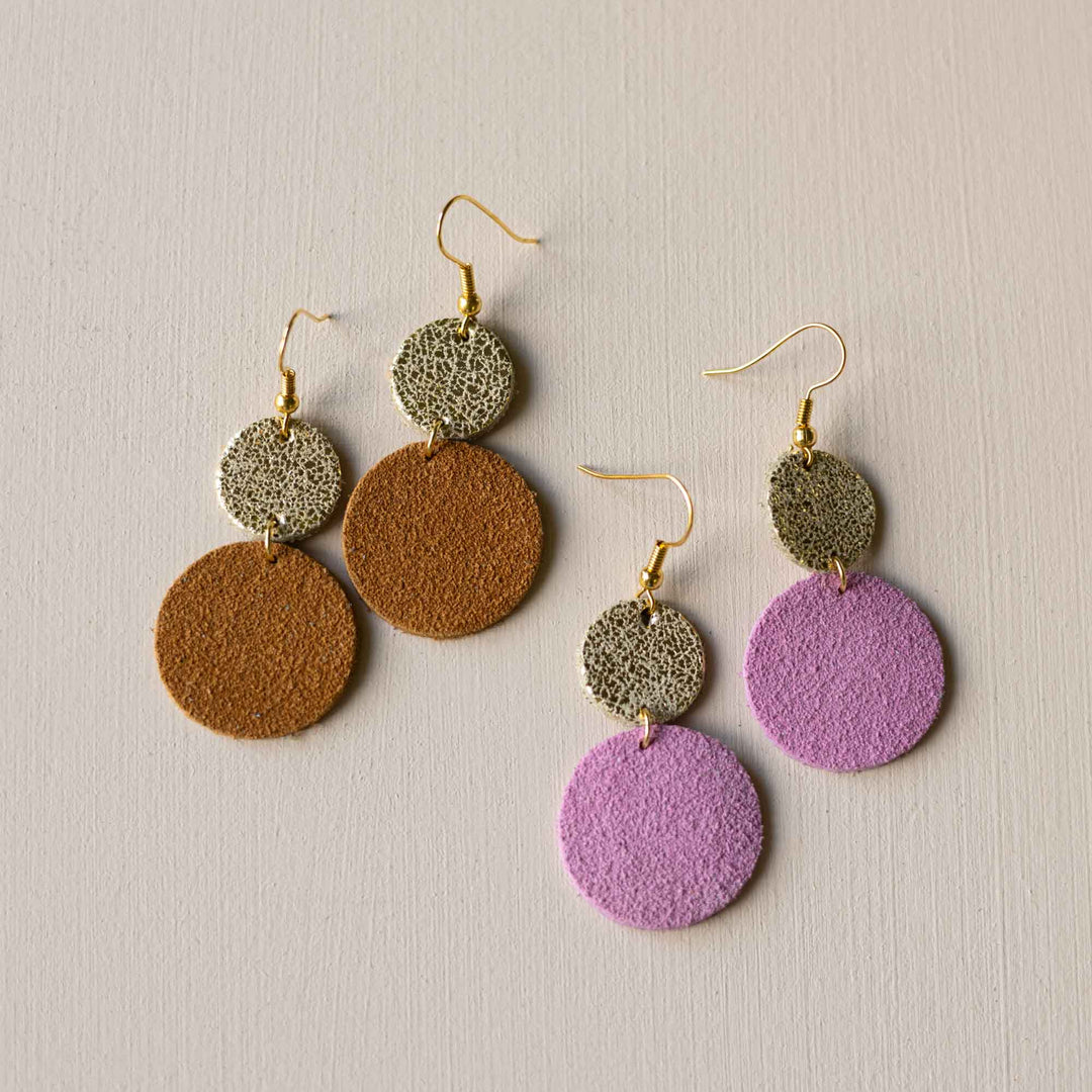 Lucy Dangle Suede Earrings in Light Pink
