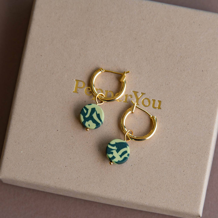 Bits Circle Charm Hoop Earrings: Forest & Apple Green