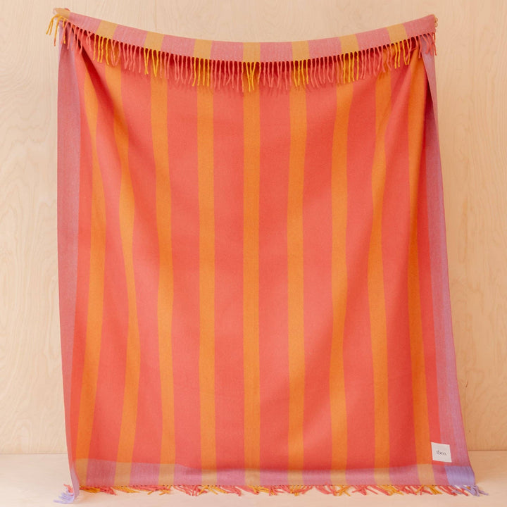Recycled Wool Blanket in Orange Frame Stripe