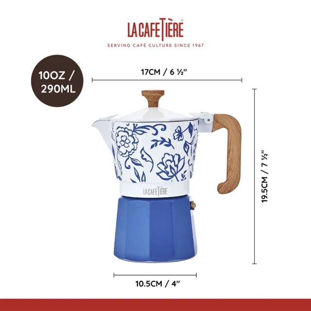 Venice 6 Cup Espresso Maker in Blu Fiorato