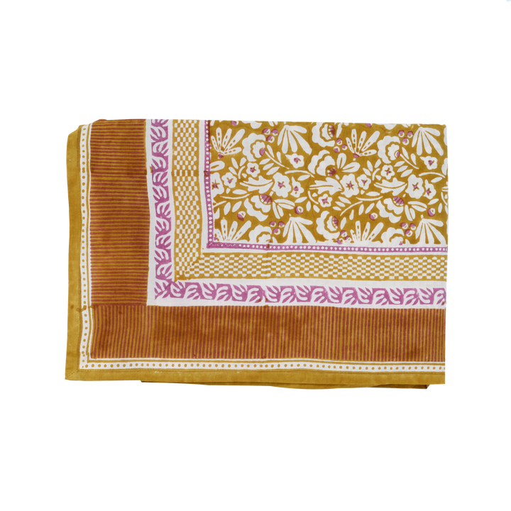 Iris Tablecloth in Ochre & Violet