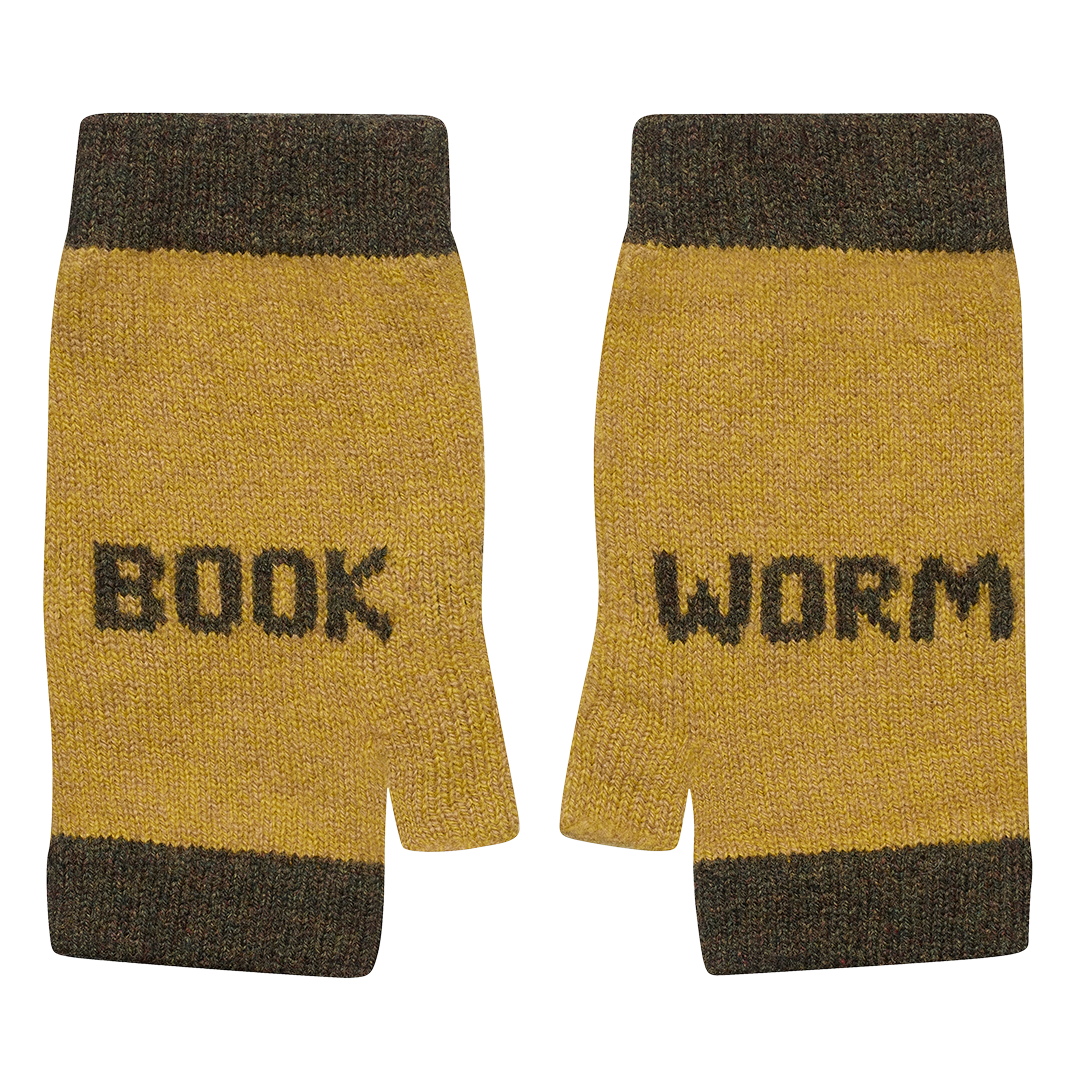 Book Worm Mittens in Gorse & Kelp