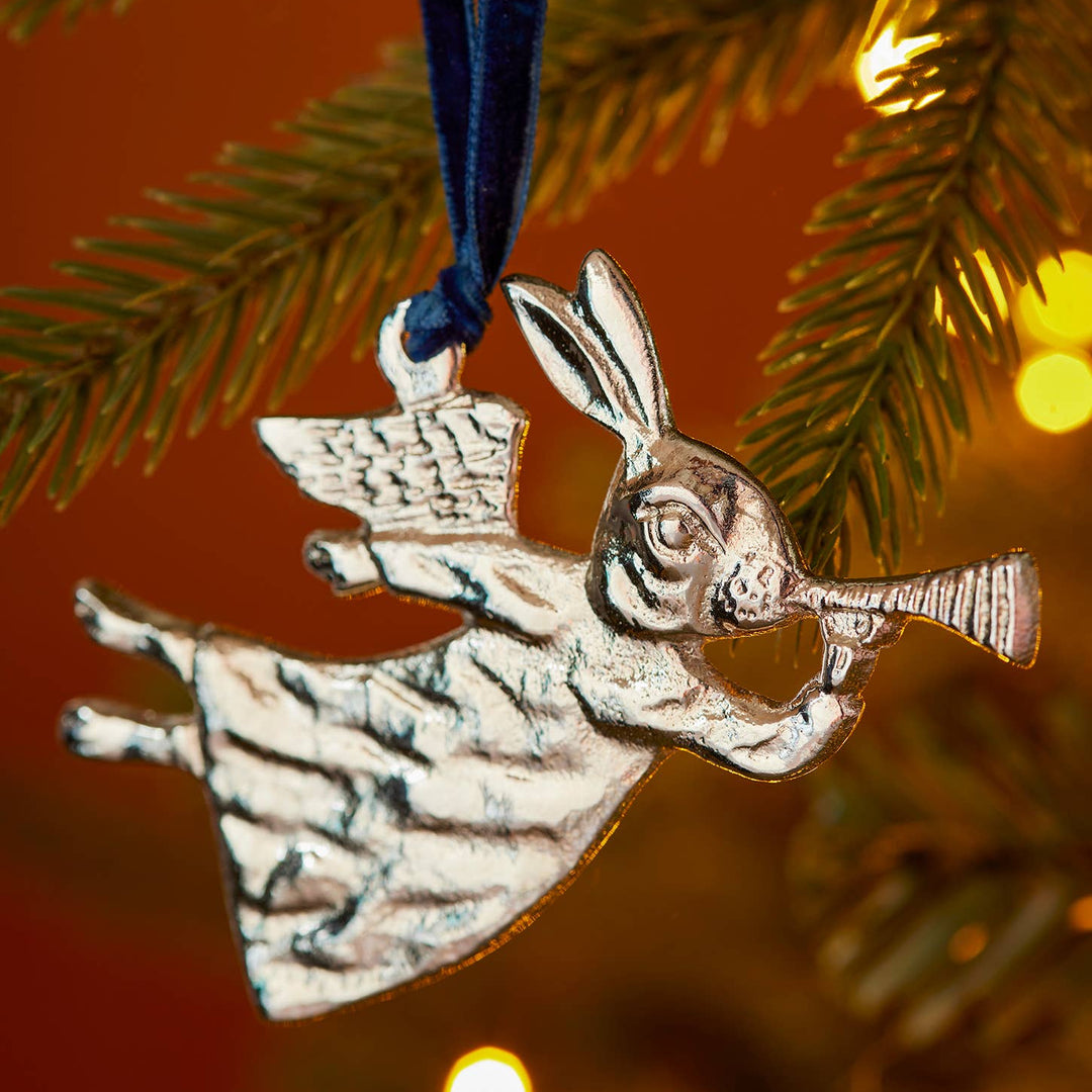 Silver Angel Rabbit Decoration