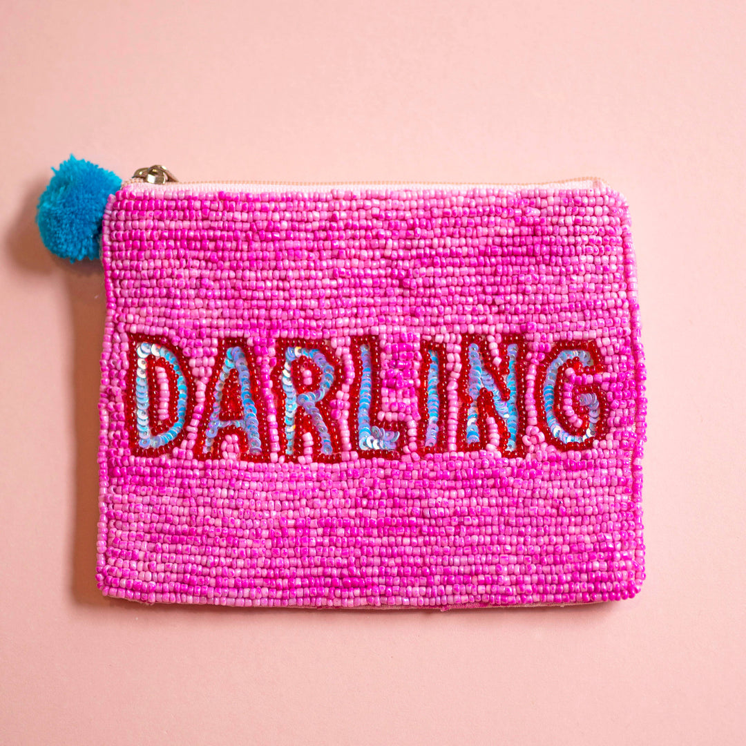 Darling Pink Beaded Zip Pouch