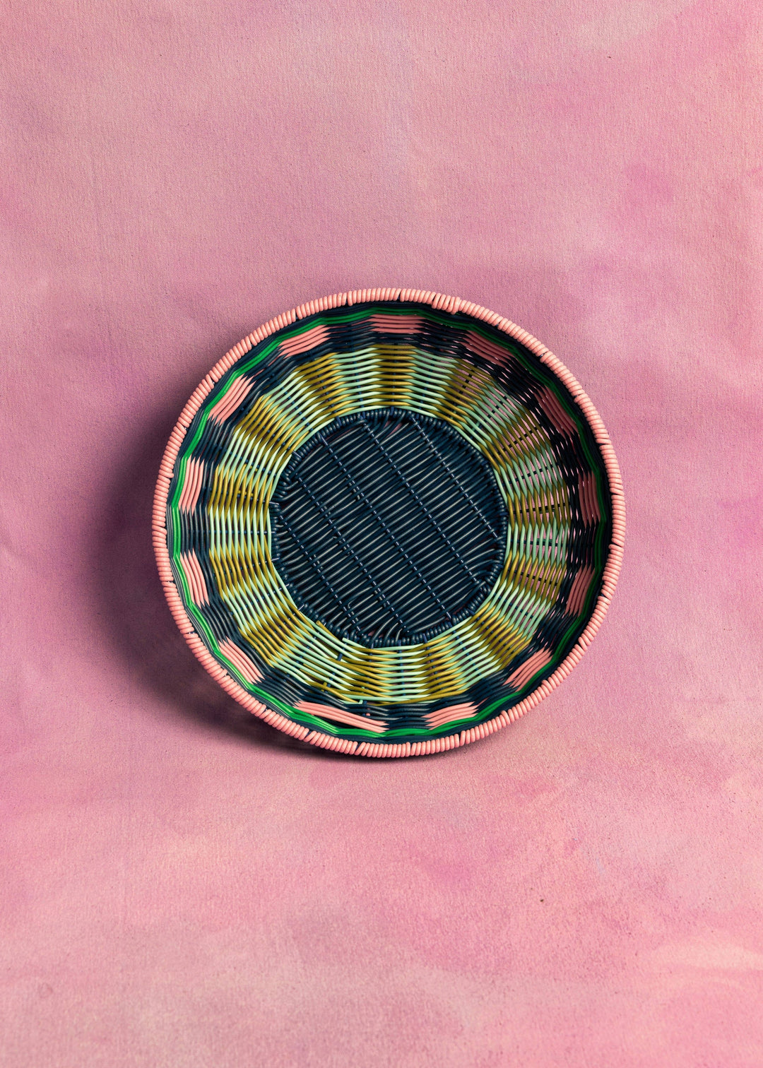 Woven Bowl - Pink and Navy