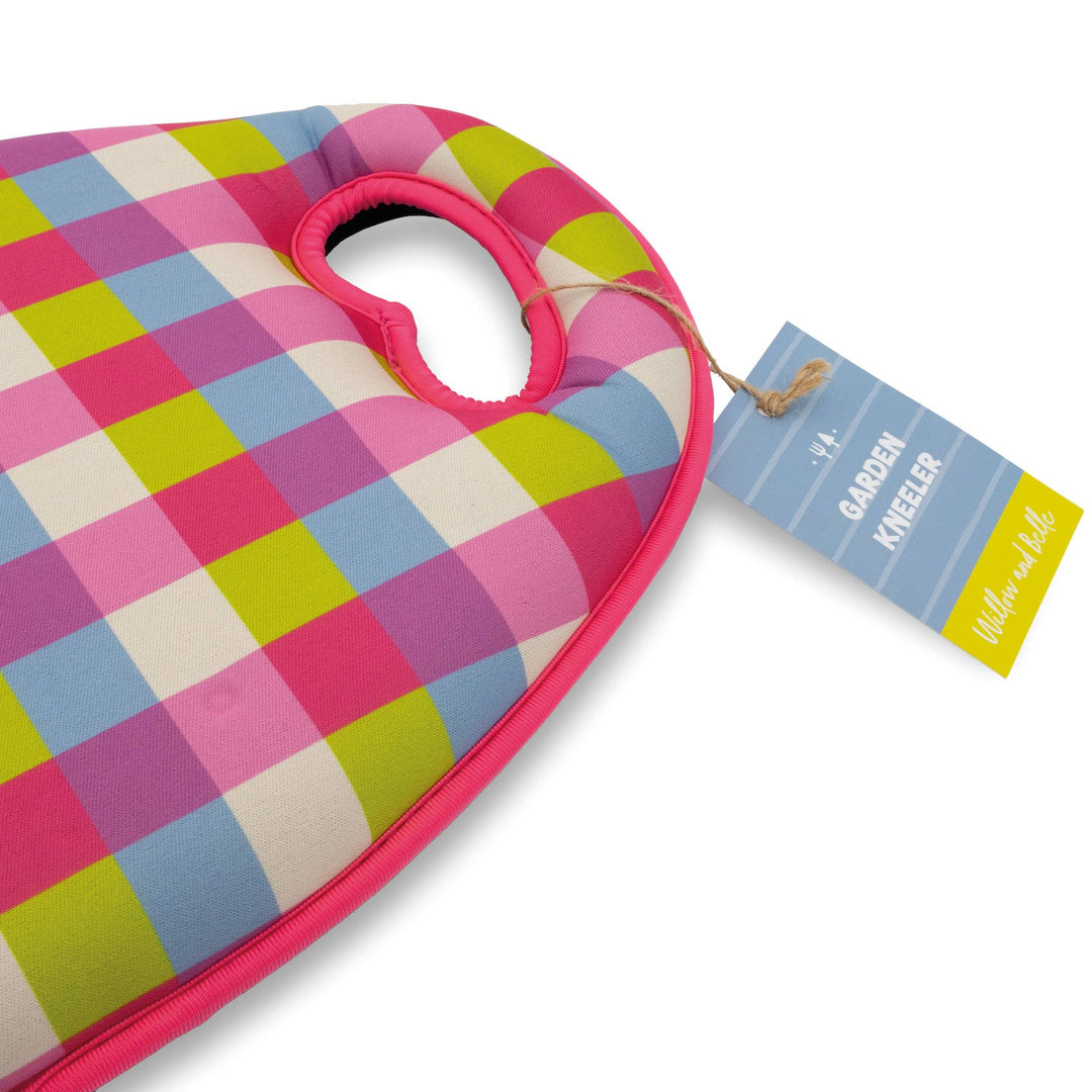 Pink Gingham Memory Foam Garden Kneeler