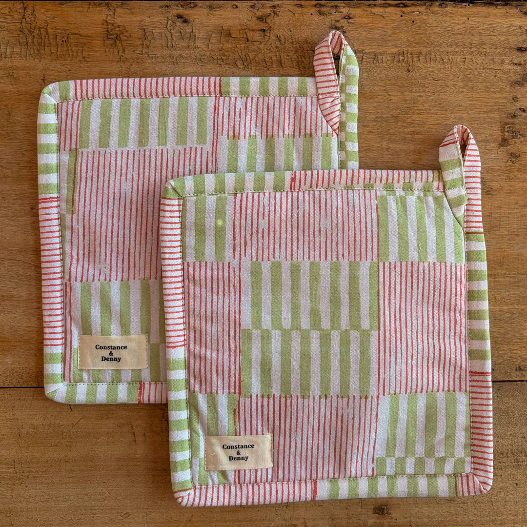 Olive Grid Quilted Trivet Pot Holder