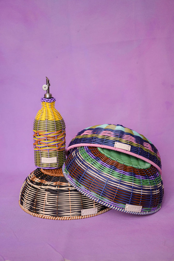 Woven Oil Pourer - Yellow and Lilac