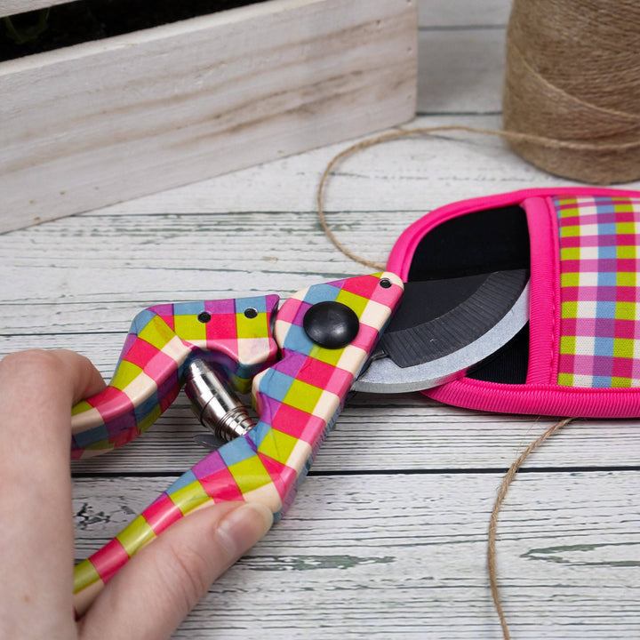 Pink Gingham Secateurs With Pouch