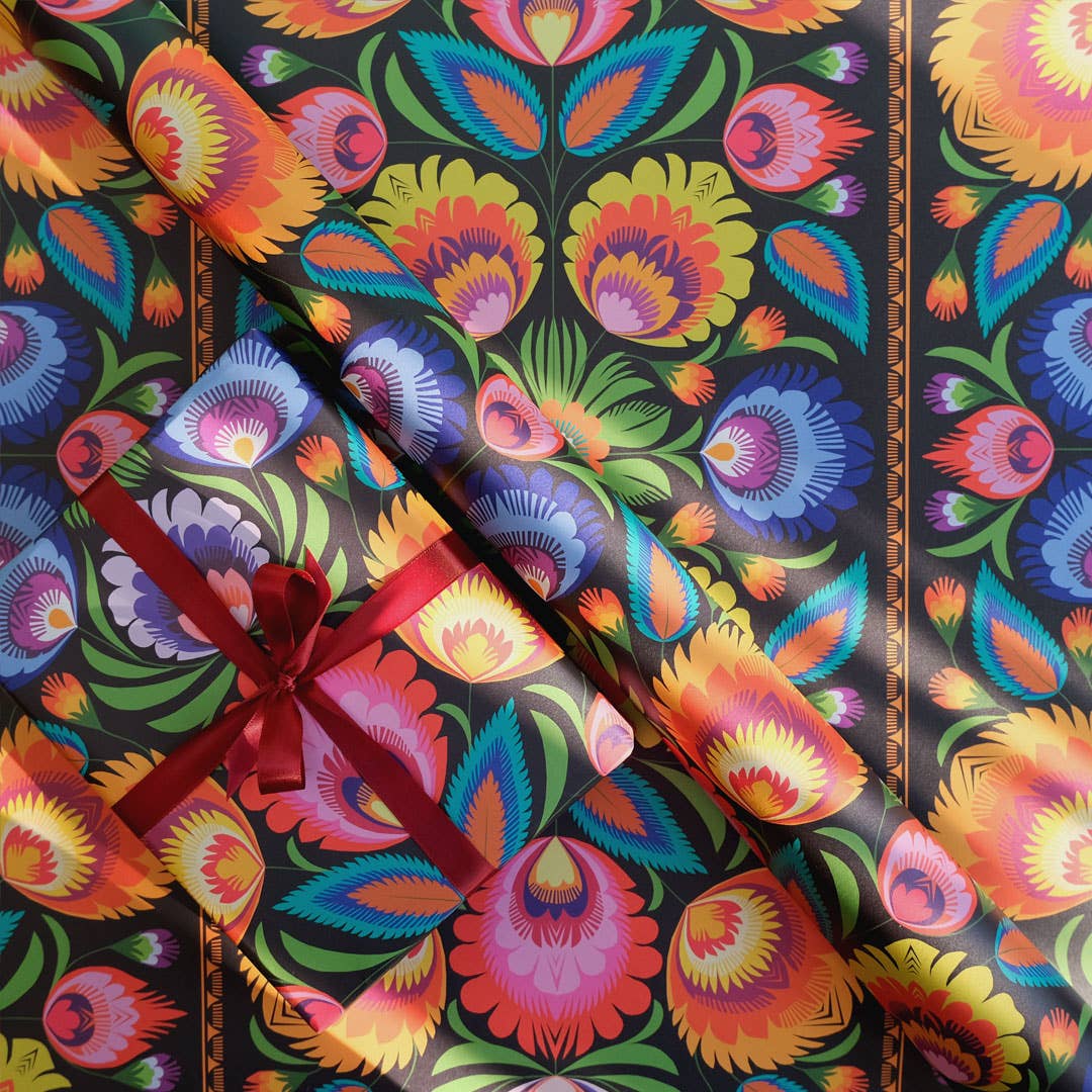 Wycinanki Folk Art Wrapping Paper Sheet