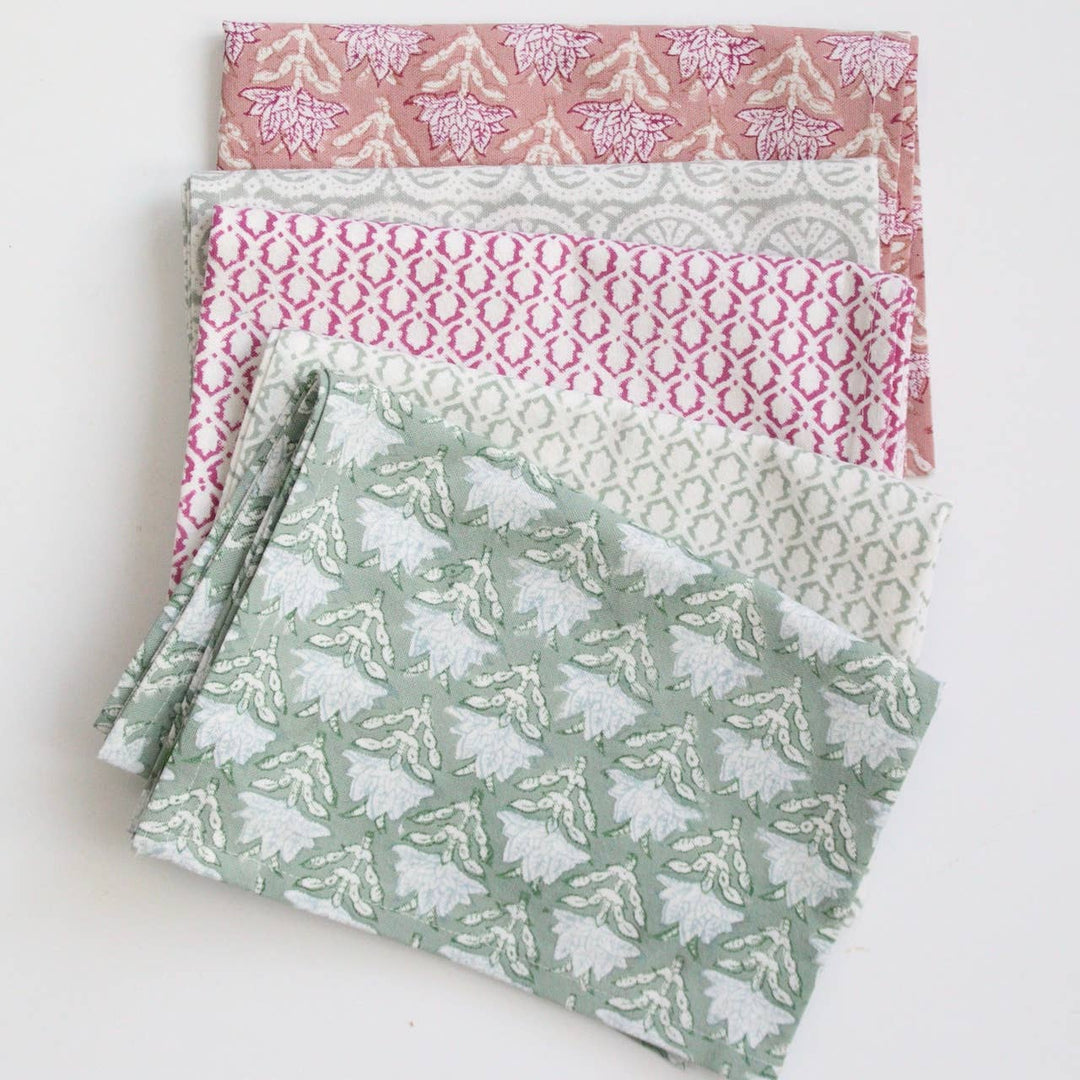 Blockprint Floral Dusty Rose Dishcloth