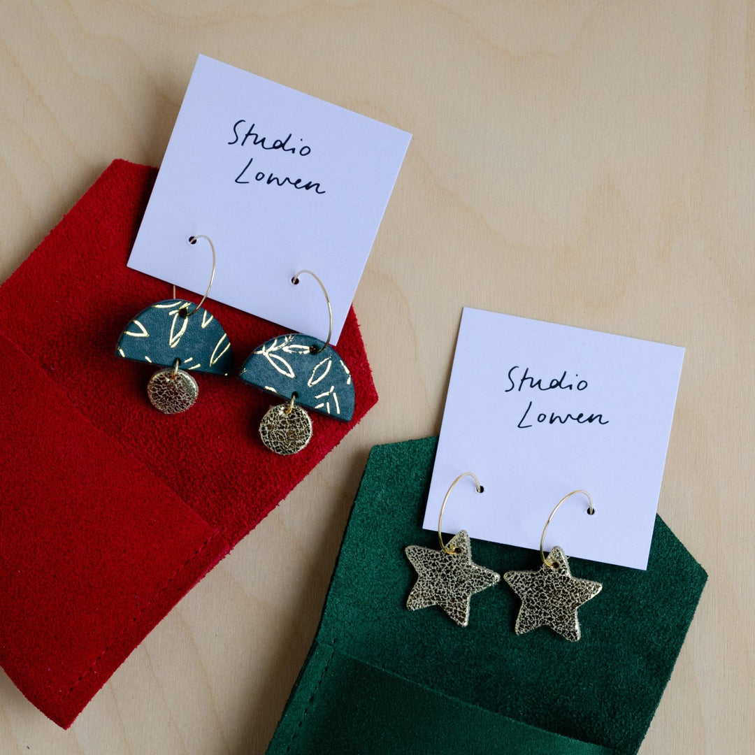 Star Hoop Earrings: Silver