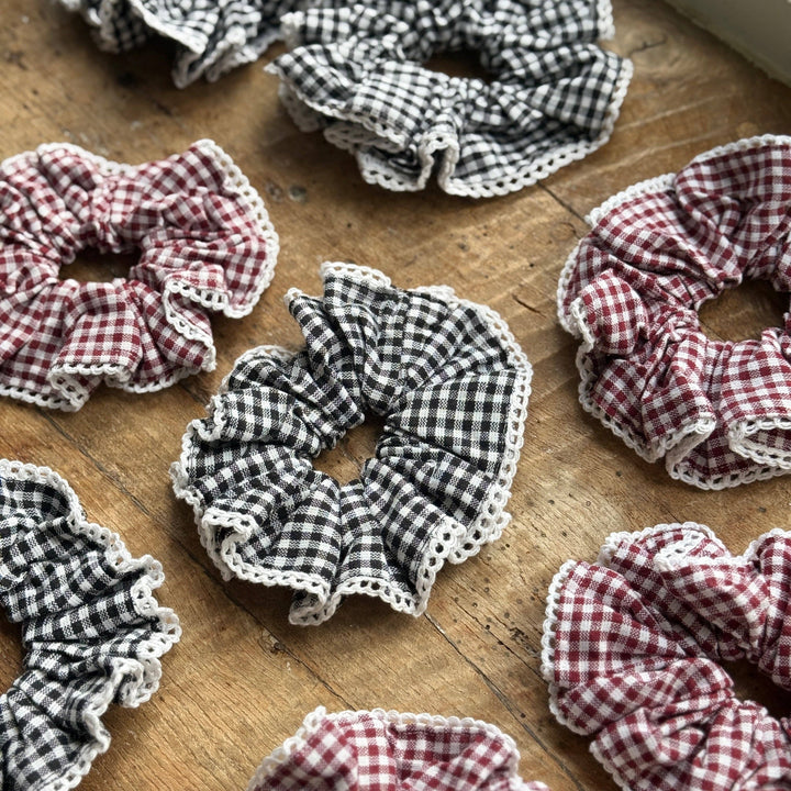 Block Print Scrunchies: Burgundy Bloom