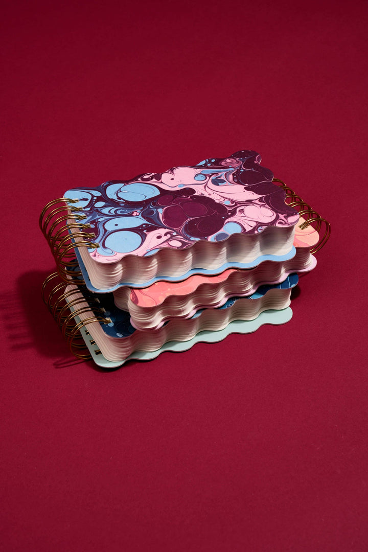 Cherry Peach Marble Wavy Notepad