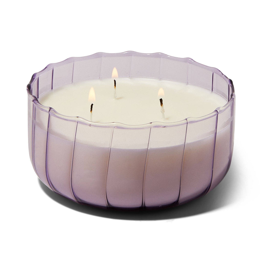 Triple Wick Ripple Glass Candle - Salted Iris