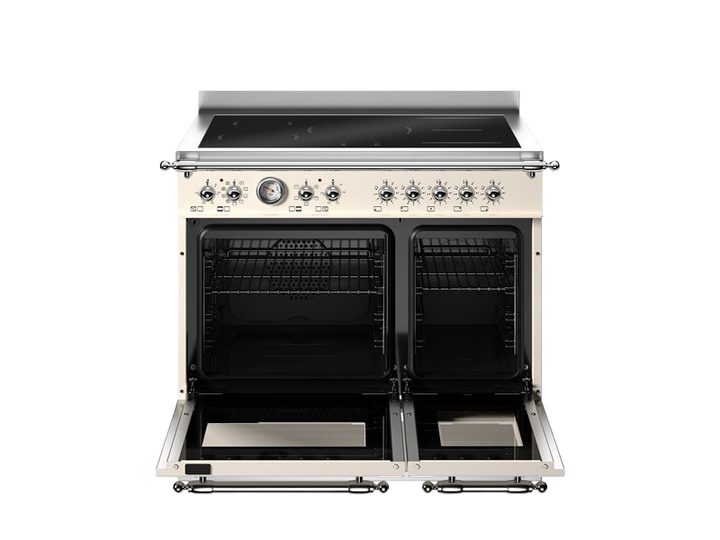 bertazzoni heritage induction range cooker with doors open