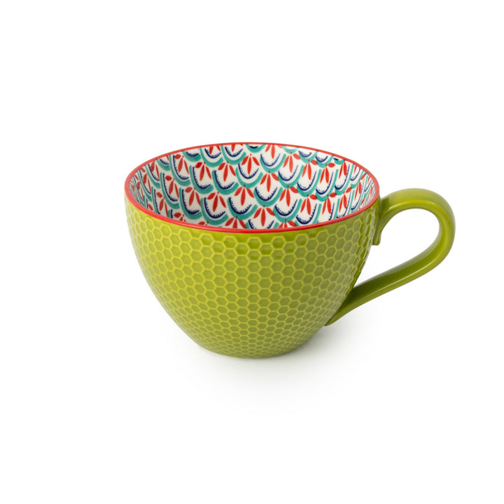 Green and Blue Geometric Stoneware Mug