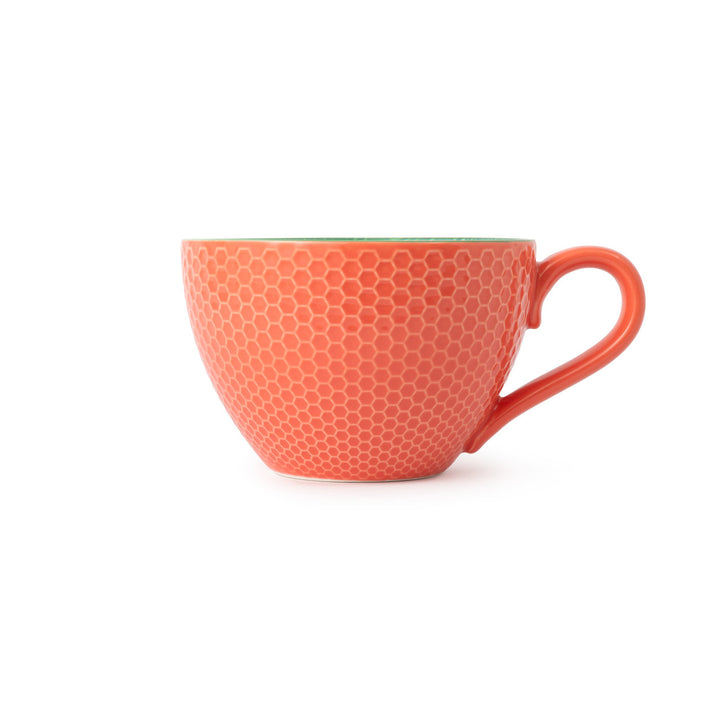 Orange Floral Stoneware Mug