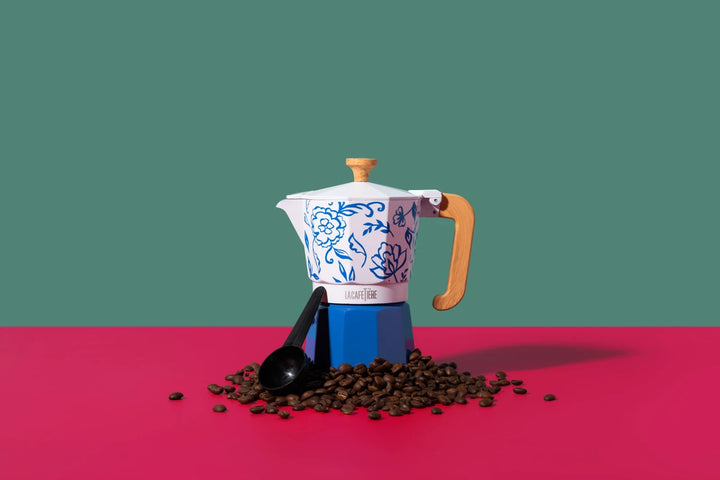 Venice 6 Cup Espresso Maker in Blu Fiorato