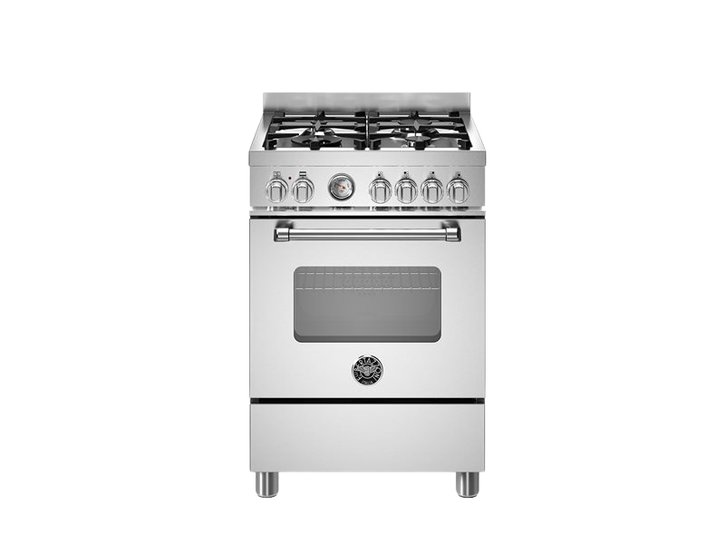 freestanding stainless steel bertazzoni the smallest model with 4 gas hobs on top