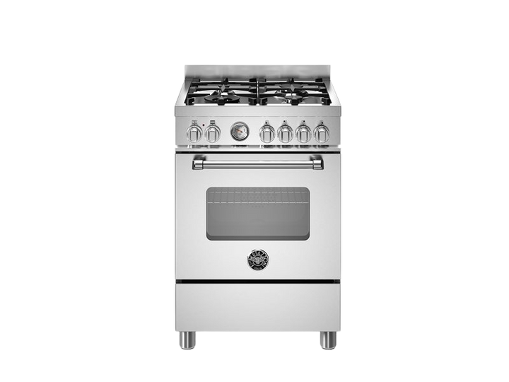 freestanding stainless steel bertazzoni the smallest model with 4 gas hobs on top