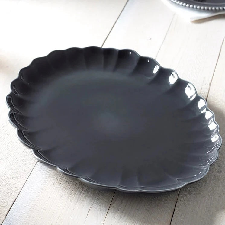 Scallop Grey Serving Platter