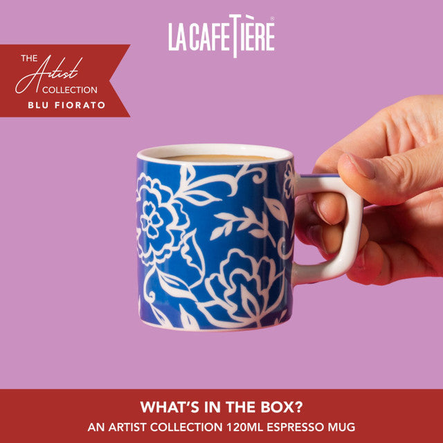 La Cafetière Ceramic Espresso Cup in Blue Blu Fiorato