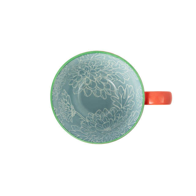 Orange Floral Stoneware Mug