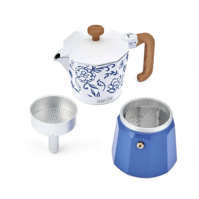 Venice 6 Cup Espresso Maker in Blu Fiorato