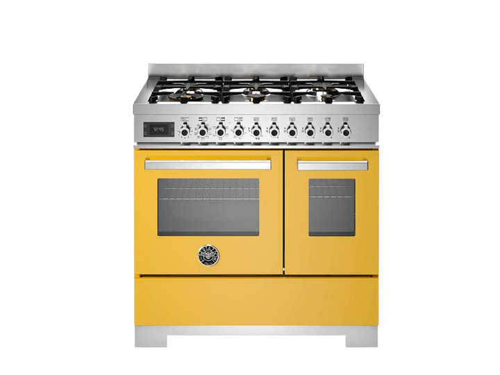 Bertazzoni Professional Series - 90 cm 6-burner electric double oven in yellow