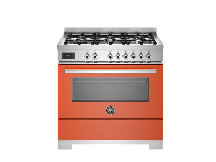 Bertazzoni Professional Series - 90 cm 6-Burner Electric Oven in orange