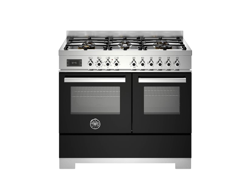 bertazzoni professional series range cooker 100cm in black with stianless accents